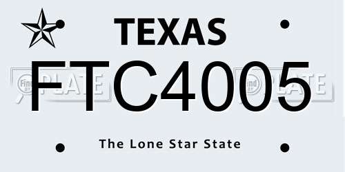 FTC4005 Texas License Plate