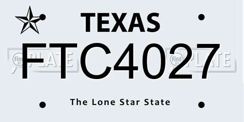 FTC4027 Texas License Plate