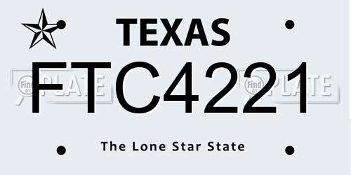 FTC4221 Texas License Plate