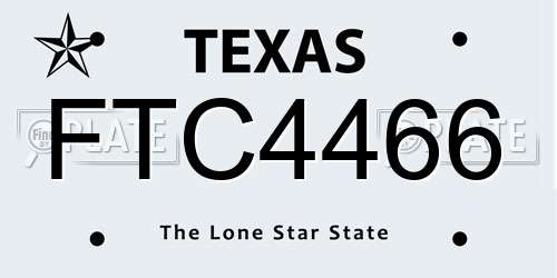 FTC4466 Texas License Plate