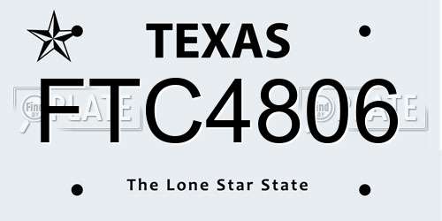 FTC4806 Texas License Plate
