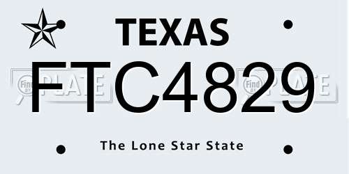 FTC4829 Texas License Plate