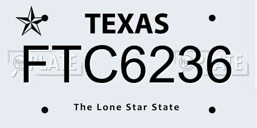 FTC6236 Texas License Plate