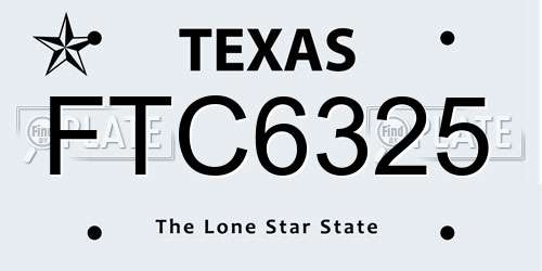 FTC6325 Texas License Plate