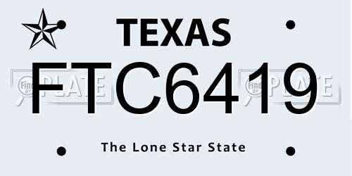 FTC6419 Texas License Plate