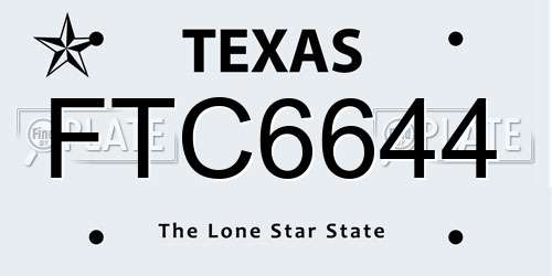 FTC6644 Texas License Plate