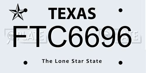 FTC6696 Texas License Plate