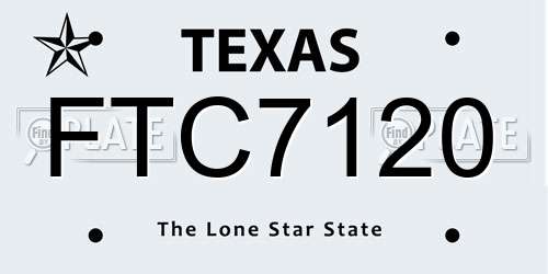 FTC7120 Texas License Plate
