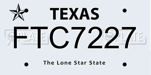 FTC7227 Texas License Plate