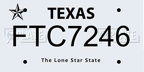 FTC7246 Texas License Plate