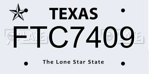 FTC7409 Texas License Plate