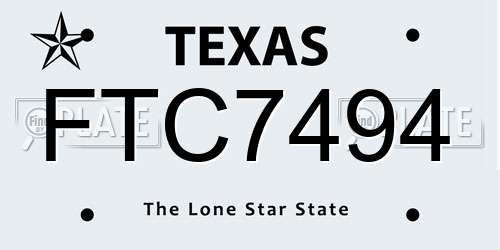 FTC7494 Texas License Plate
