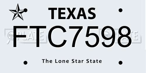 FTC7598 Texas License Plate