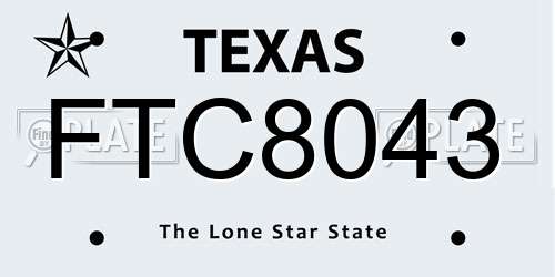 FTC8043 Texas License Plate