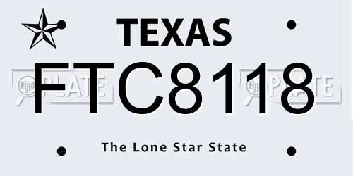 FTC8118 Texas License Plate