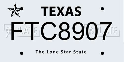 FTC8907 Texas License Plate