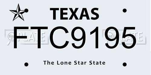 FTC9195 Texas License Plate