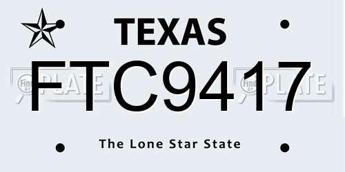 FTC9417 Texas License Plate