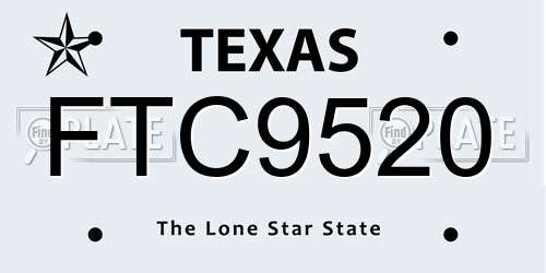 FTC9520 Texas License Plate