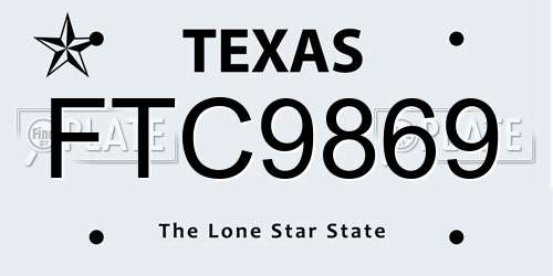 FTC9869 Texas License Plate