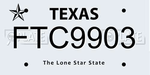 FTC9903 Texas License Plate