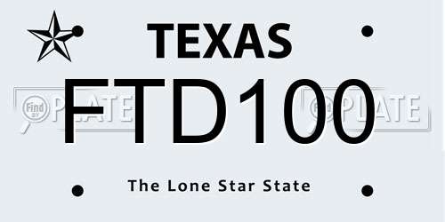 FTD100 Texas License Plate