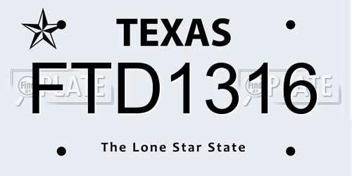 FTD1316 Texas License Plate