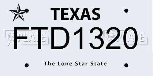 FTD1320 Texas License Plate