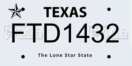 FTD1432 Texas License Plate