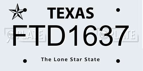 FTD1637 Texas License Plate