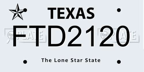 FTD2120 Texas License Plate