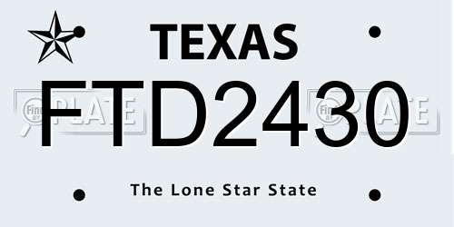 FTD2430 Texas License Plate