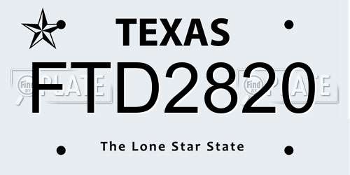 FTD2820 Texas License Plate