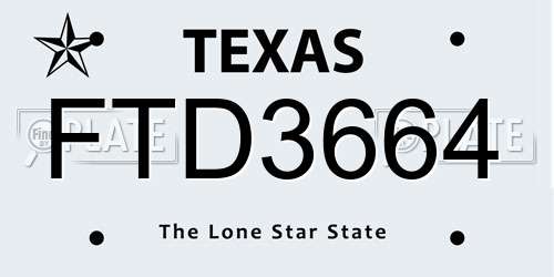 FTD3664 Texas License Plate