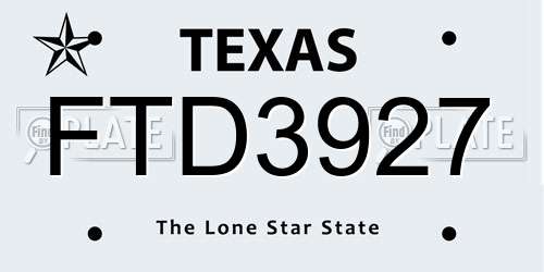 FTD3927 Texas License Plate