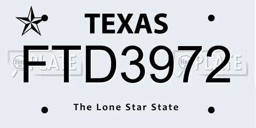 FTD3972 Texas License Plate