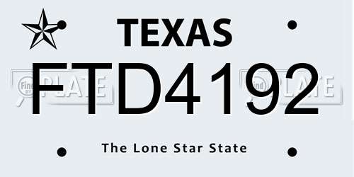 FTD4192 Texas License Plate