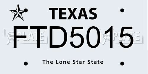FTD5015 Texas License Plate
