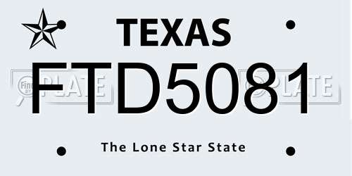 FTD5081 Texas License Plate