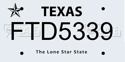 FTD5339 Texas License Plate