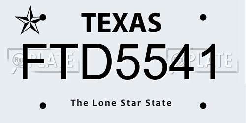 FTD5541 Texas License Plate