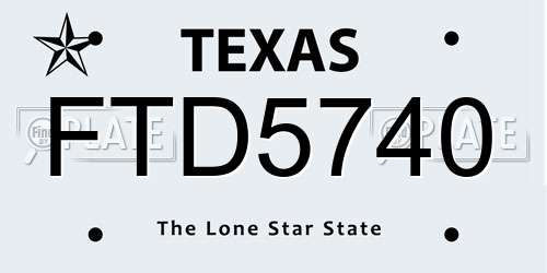 FTD5740 Texas License Plate