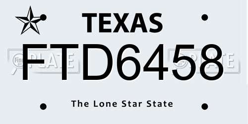 FTD6458 Texas License Plate