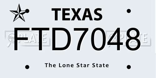 FTD7048 Texas License Plate