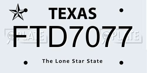 FTD7077 Texas License Plate