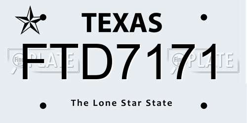 FTD7171 Texas License Plate