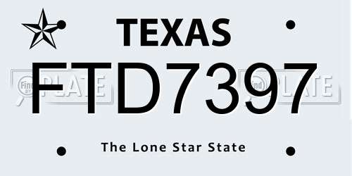 FTD7397 Texas License Plate