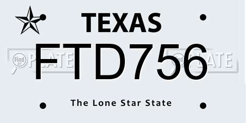 FTD756 Texas License Plate