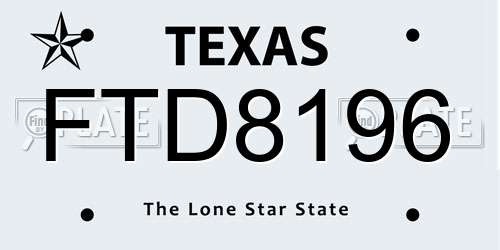 FTD8196 Texas License Plate