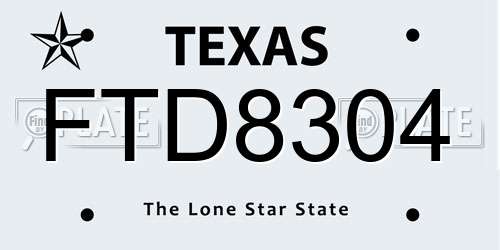 FTD8304 Texas License Plate